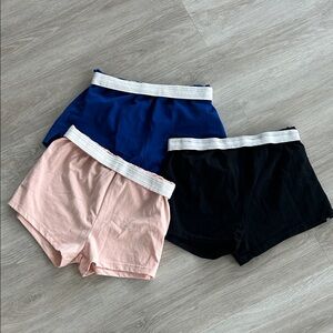 LA apparel 3 cotton gym shorts Bundle 2 size XL Blue size L Athleisure lounge